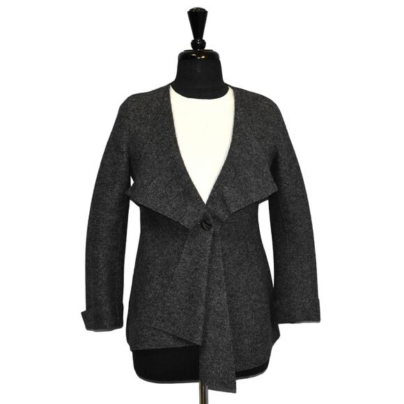 B5 NEW BEYOND THREADS Mayu Draped Lapel Charcoal Felted Alpaca Jacket Sz XS $328 - Picture 3 of 8